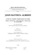 Leon Battista Alberti : actes du congrès international de Paris (Sorbonne, Institut de France, Institut culturel italien, Collège de France), 10-15 avril 1995
