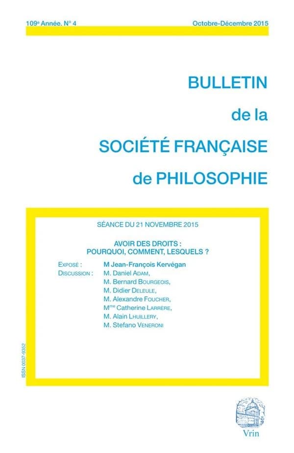 Bulletin de la Société française de philosophie n.109