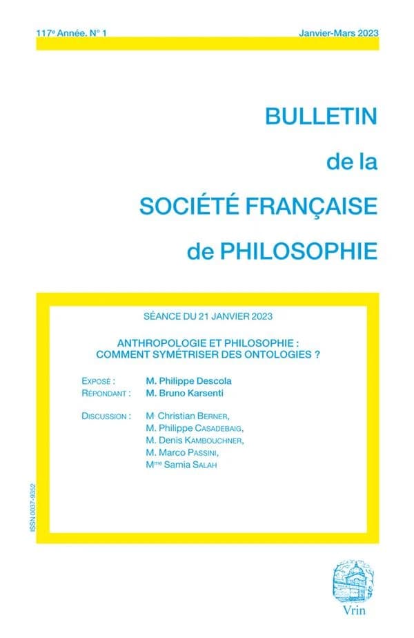 Bulletin de la Société française de philosophie n.117