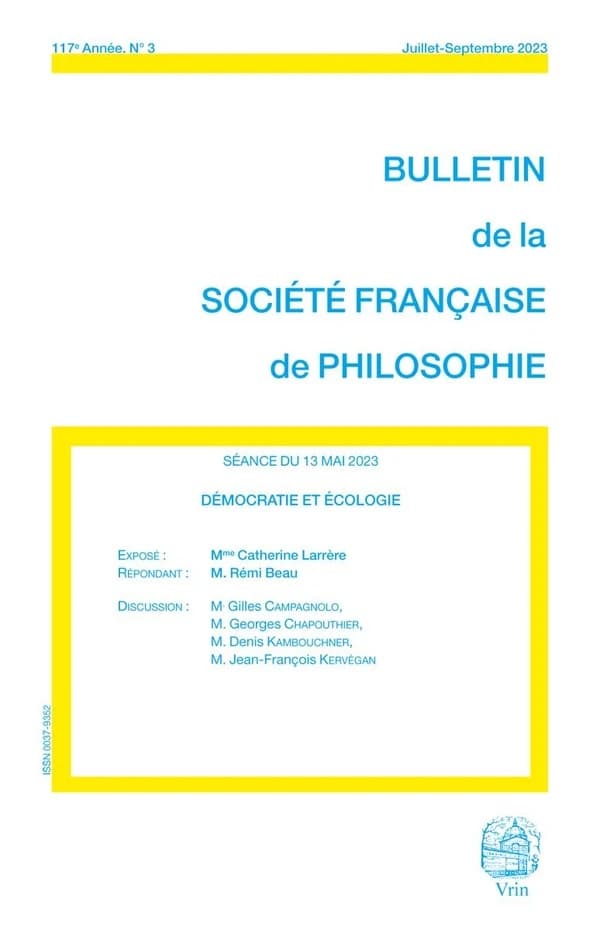 Bulletin de la Société française de philosophie n.3 : Démocratie et écologie (édition 2024)