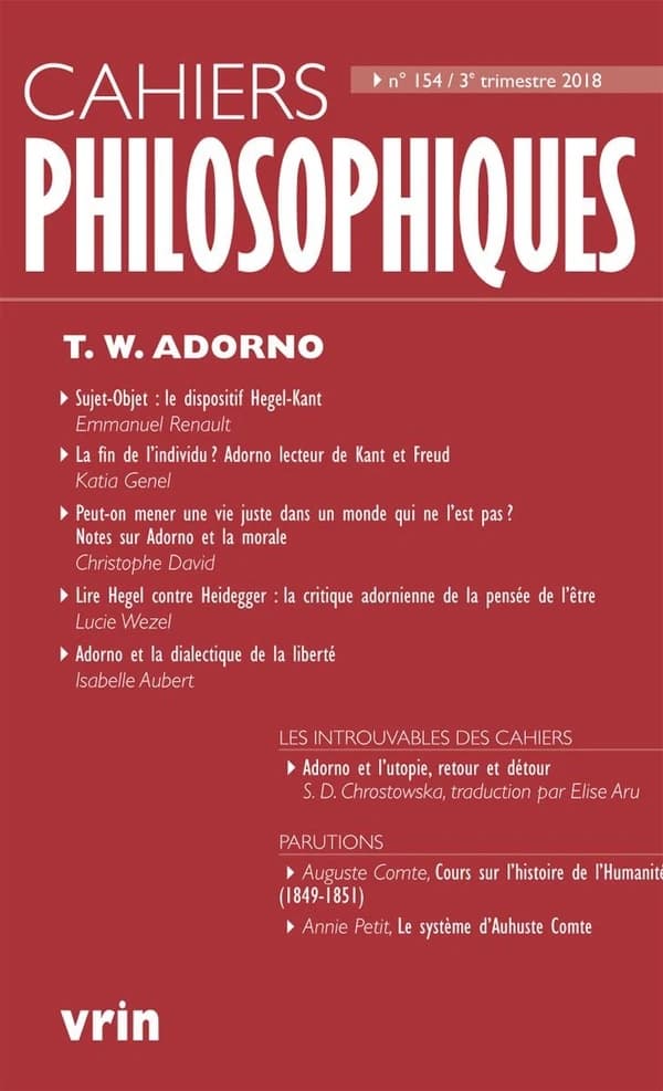 Cahiers philosophiques n.154 : T. W. Adorno