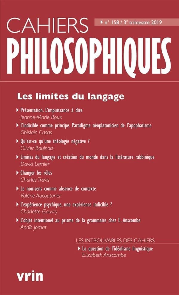 Cahiers philosophiques n.158 : les limites du langage