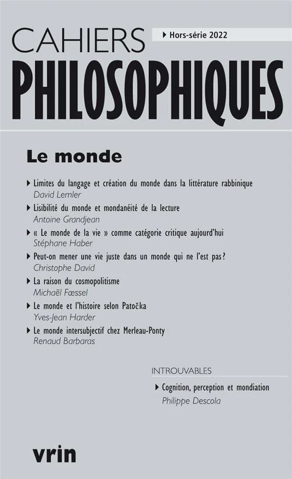 Cahiers philosophiques Hors-Série : le monde