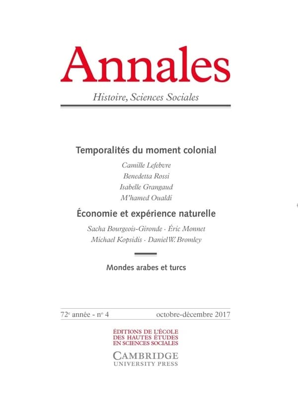 Annales. Histoire, Sciences Sociales, 72e Année, N° 4