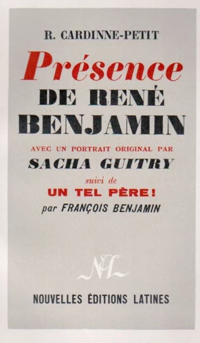 Présence de René Benjamin avec un portrait original par Sacha Guitry ; un tel père!