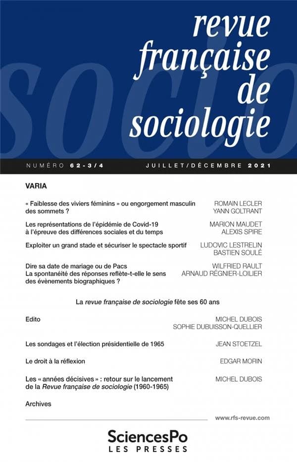 Revue française de sociologie n.62