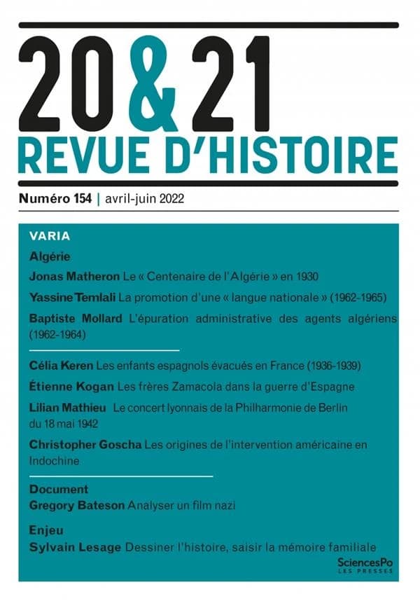 20 & 21. Revue d'histoire n.154