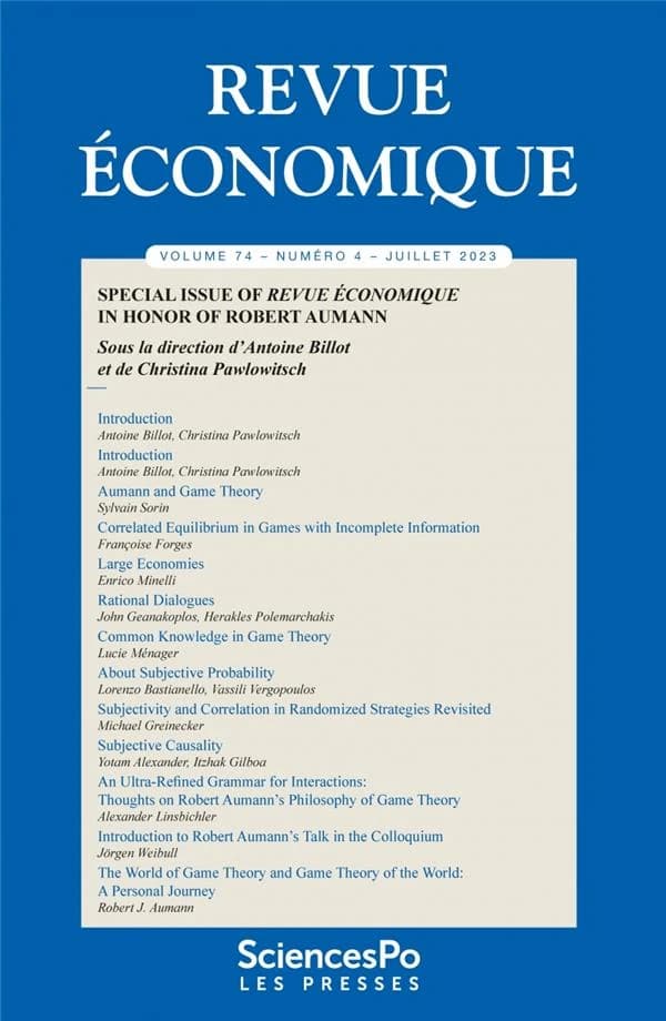 Special Issue of Revue Économique in Honor of Robert Aumann