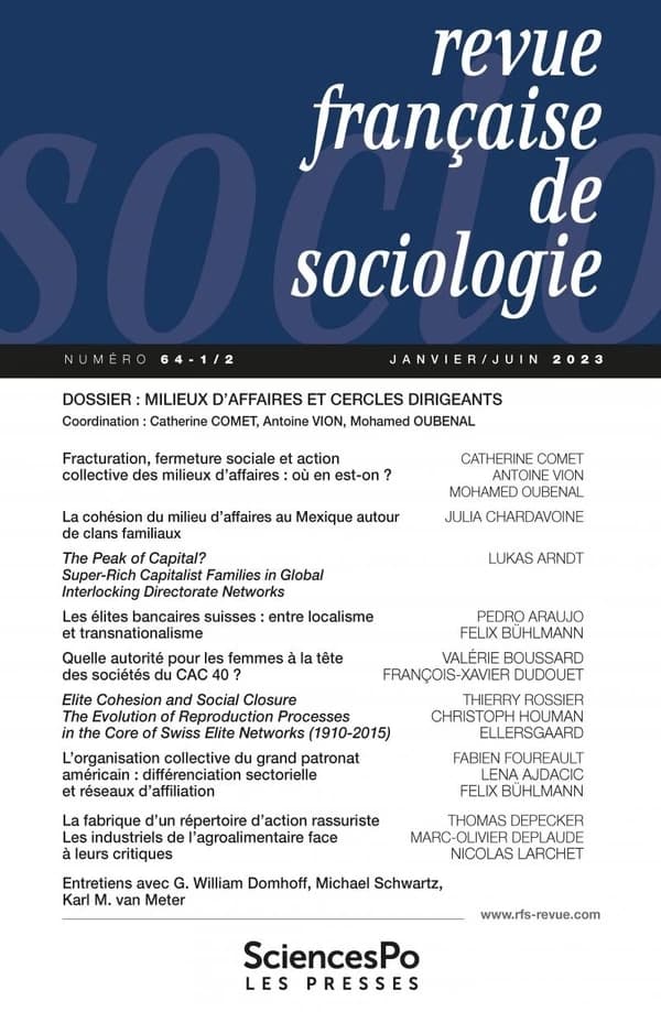 Revue française de sociologie n.64 : Milieux d'affaires et cercles dirigeants