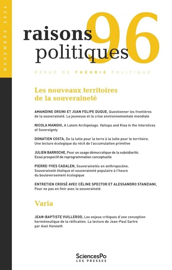 Revue raisons politiques n.96 : Les nouveaux territoires de la souveraineté