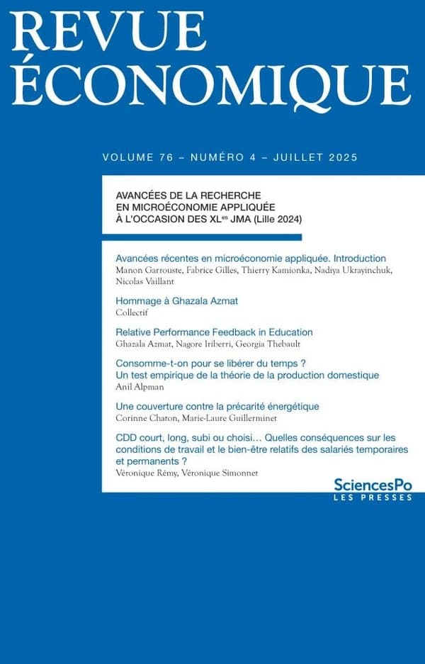 Revue Economique n.76 : Avancées de la recherche en microéconomie appliquée à l'occasion des XL JMA (Lile 2024)