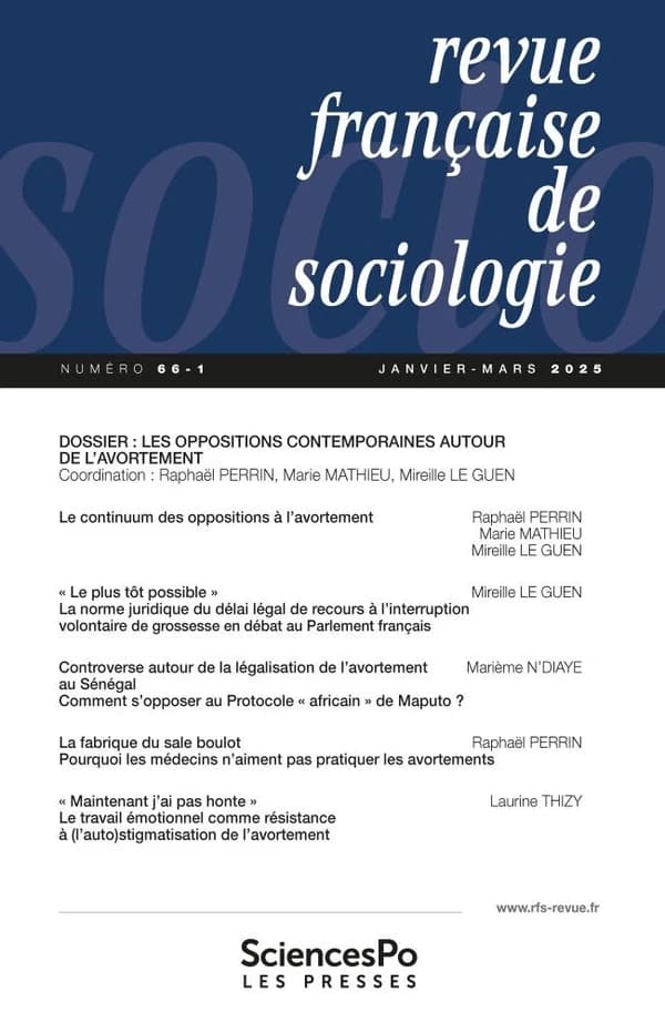 Revue française de sociologie n.66 : Les oppositions contemporaines autour de l'avortement