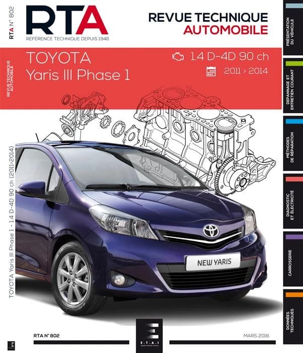Revue technique automobile : Toyota Yaris III 2011-03 > 1;4D4D 90 ch