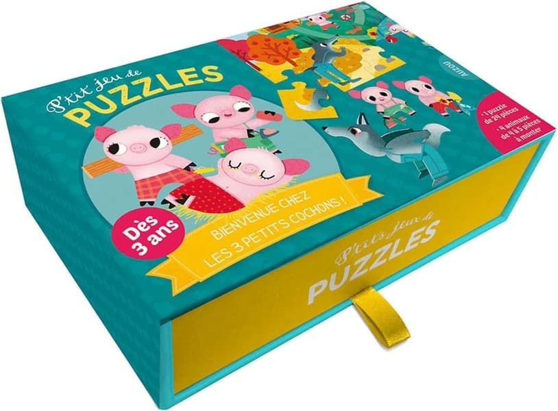 P'tit jeu de puzzles ; bienvenue chez les trois petits cochons