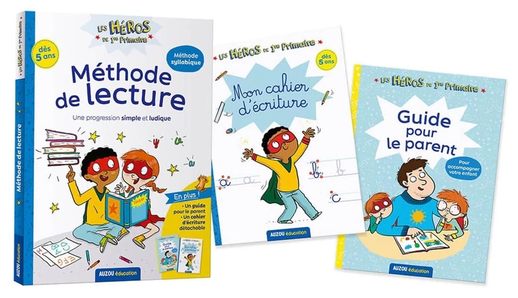 Méthode de lecture Les héros de 1re primaire : Pack en 3 volumes : avec Mon cahier d'écriture et Guide pour le parent