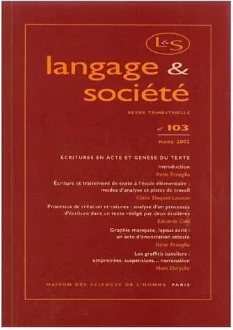 Langage et société, n° 103