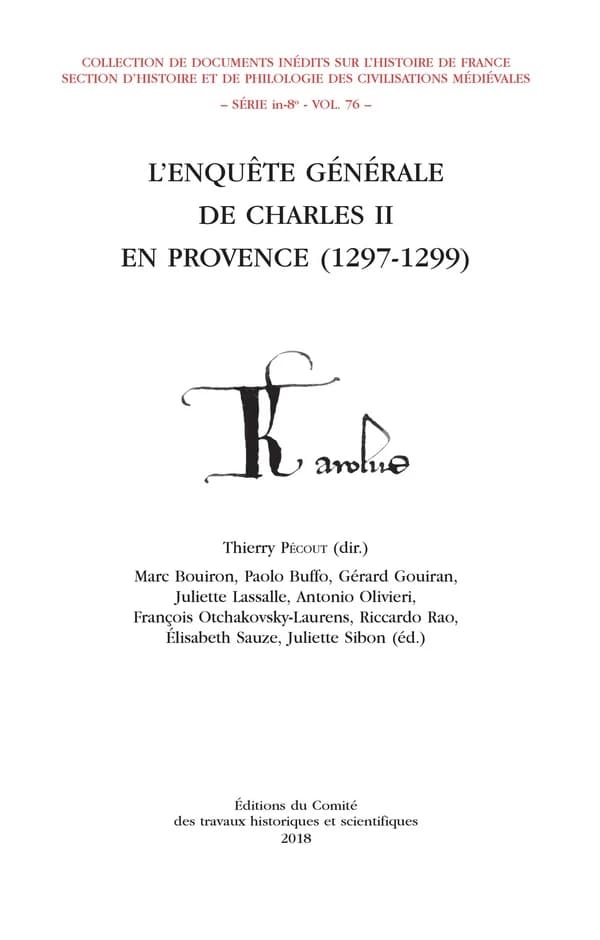 L'enquête générale de Charles II en Provence, 1297-1299