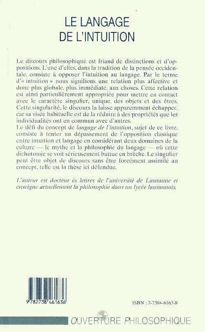 Le langage de l'intuition : pour une épistémologie du singulier