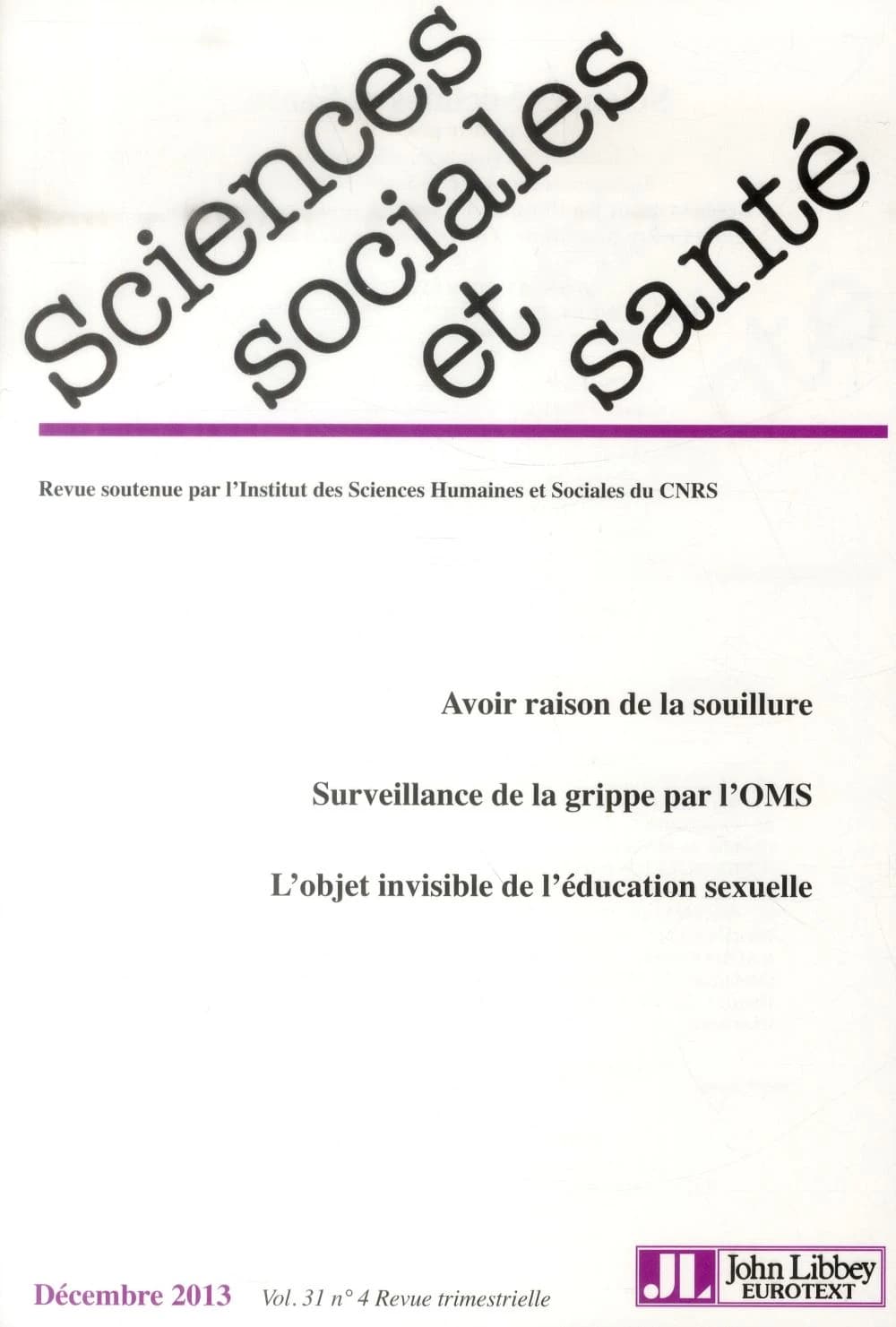 REVUE SCIENCES SOCIALES ET SANTE n.31 : 4