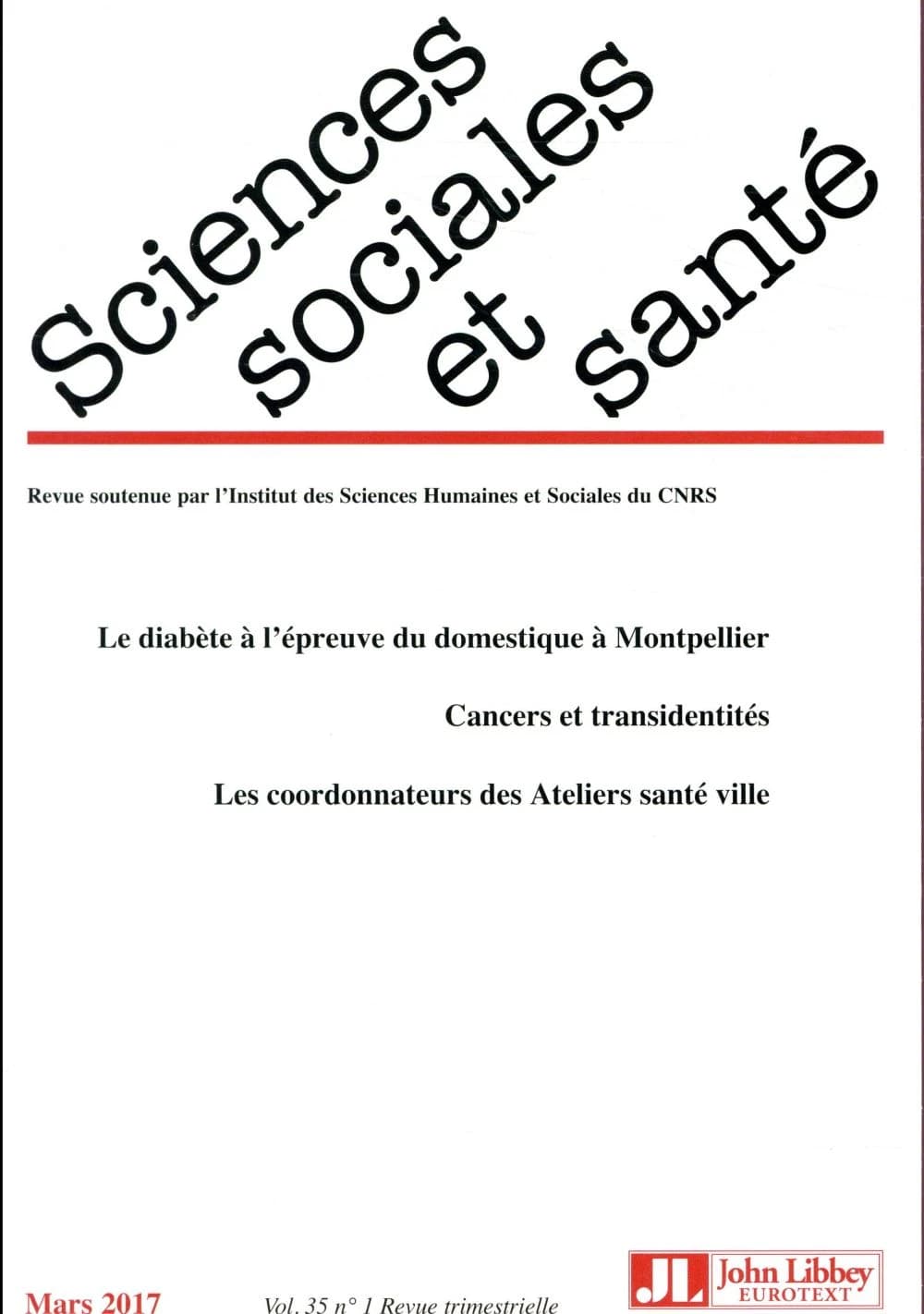 REVUE SCIENCES SOCIALES ET SANTE n.35 : n.1 ; mars 2017