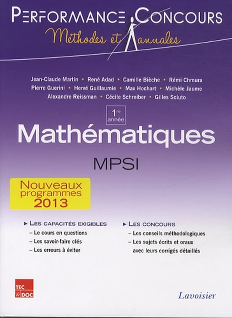 Mathématiques, 1re année MPSI