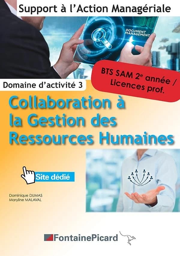 Collaboration à la gestion des ressources humaines ; BTS SAM 2e année, licences prof. ; domaine d'activité 3 ; livre de l'élève