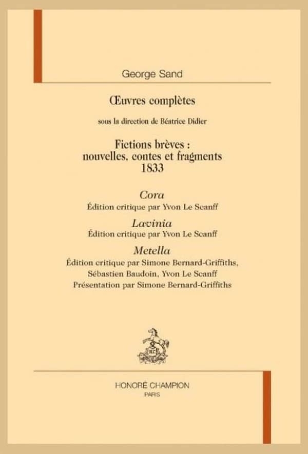 Fictions brèves : nouvelles, contes et fragments : 1833