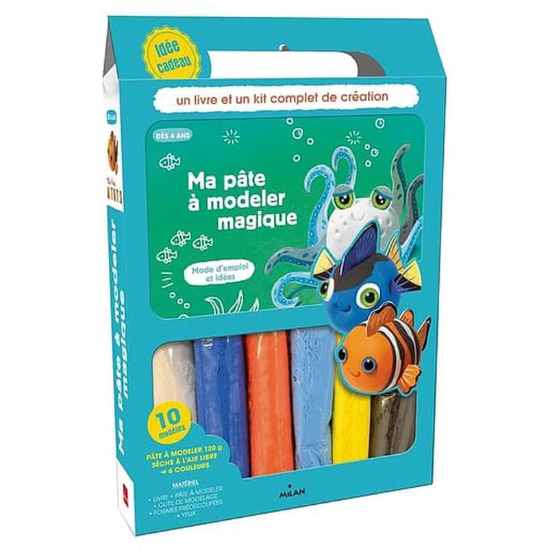 Ma pâte à modeler magique  - Avec 1 livre, 6 rouleaux de pâte à modeler, 1 outil de modelage, 49 formes prédécoupées, 4 paires d'yeux