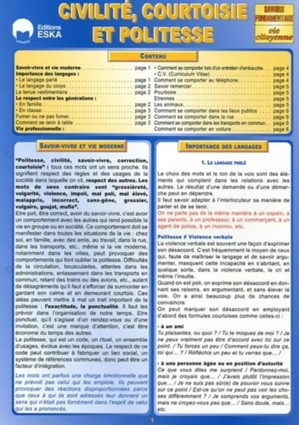 Civilité, courtoisie et politesse