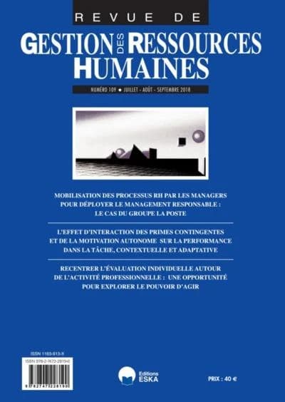 Revue Gestion des ressources humaines : MOBILISATION DES PROCESSUS RH PAR LES MANAGERS-GRH 109-2018 : GESTION DES RESSOURCES HUMAINES N°109-JUIL-AOUT-SEPT 2018