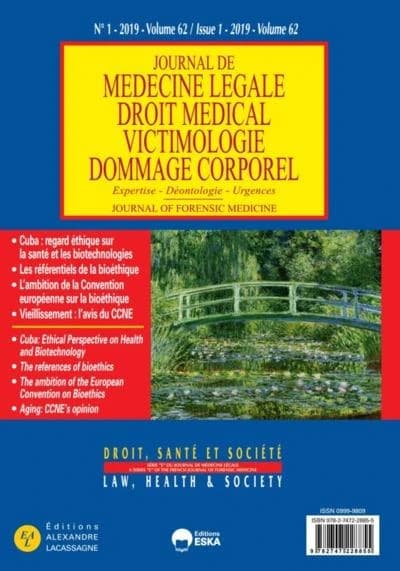 CUBA:REGARD ETHIQUE-SANTEetBIOTECHNOLOGIES-DROIT SANTE ET SOCIETE N°1 VOL 62-2019 : JOURNAL DE MEDECINE LEGALE N°1 VOL 62-2019-DROIT SANTE et STE-SERIE E DU JML