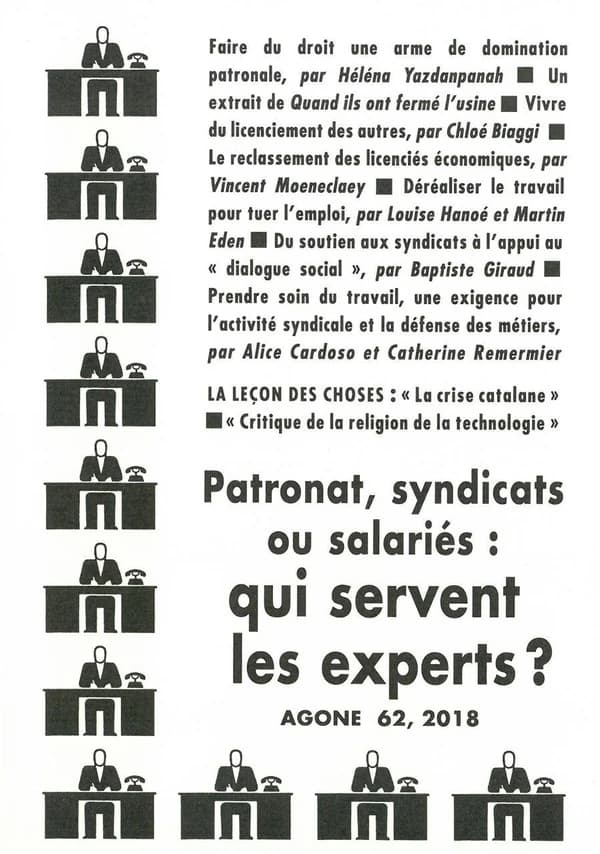 REVUE AGONE n.62 : patronat, syndicats ou salariés : qui servent les experts ?