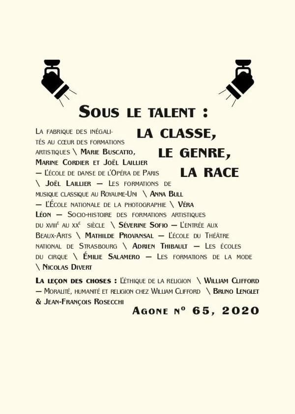 Agone 65 : Sous le talent : la classe, le genre, la race