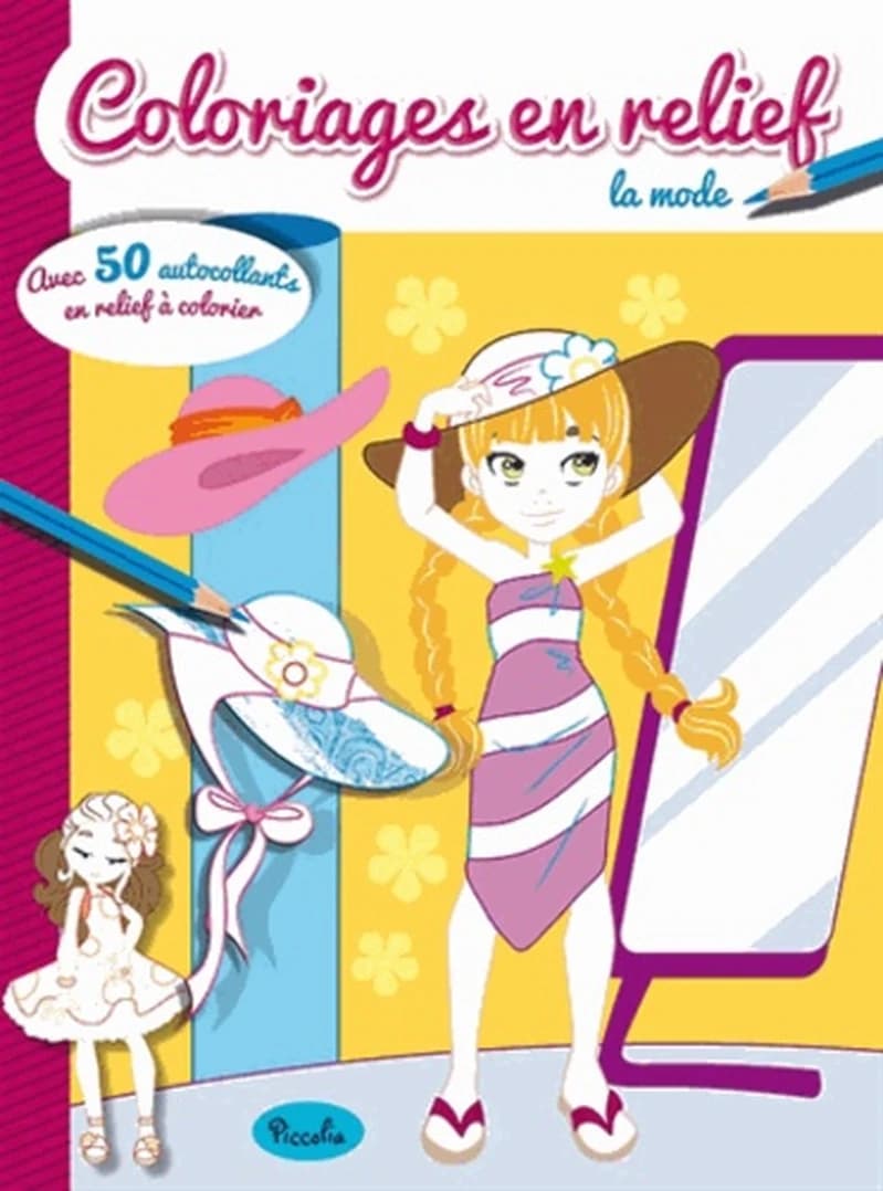 Coloriages en relief avec autocollants - La mode