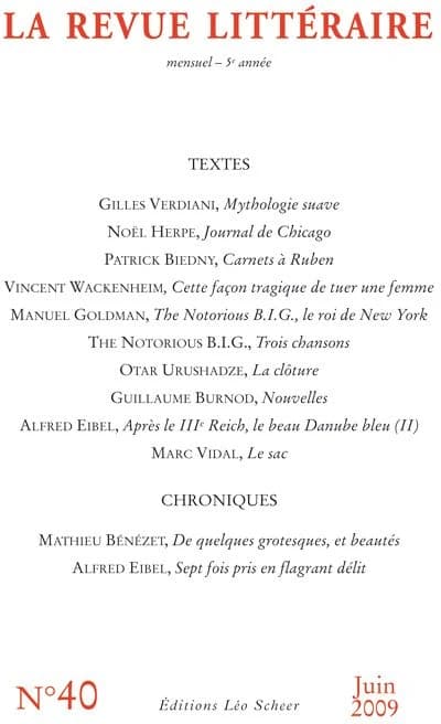 LA REVUE LITTERAIRE n.40 : juin 2009