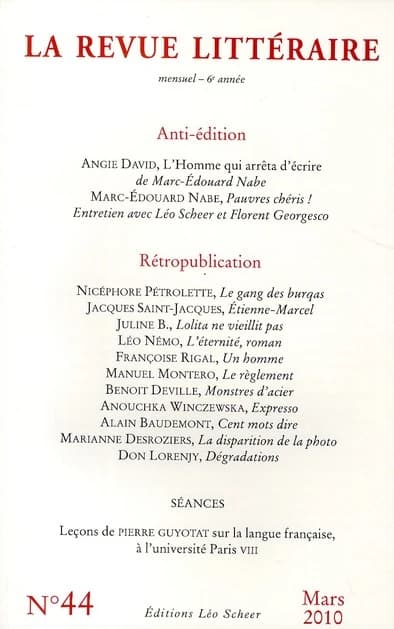 La revue litteraire n 44 mars 2010