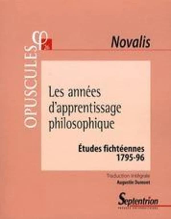 Études fichtéennes 1795-96 : les années d'apprentissage philosophique