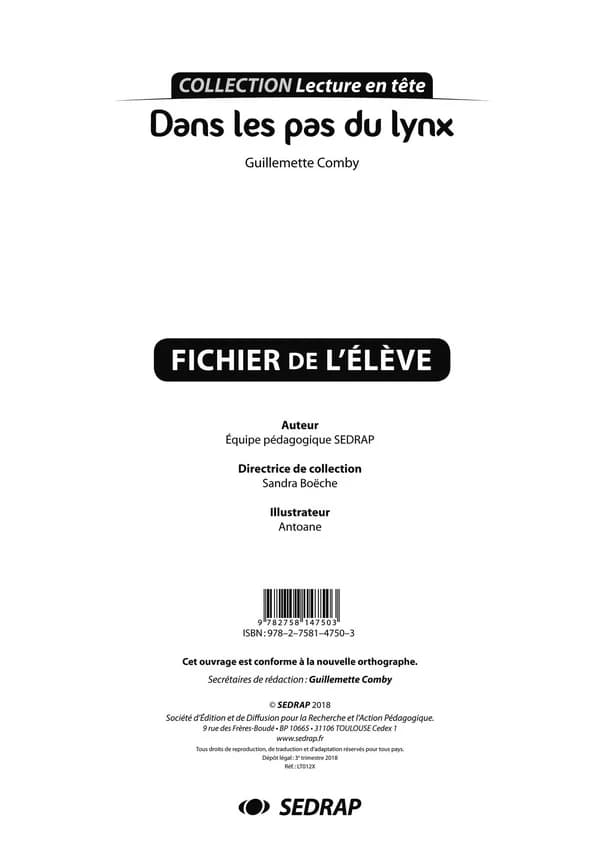 Dans les pas du lynx ; fichier pédagogique