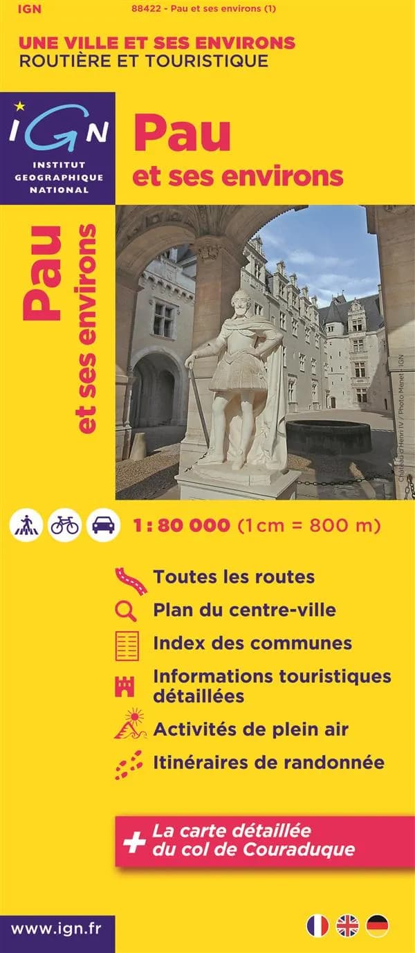 Pau et ses environs (Éd. 1) réalisé et édité par l'Institut géographique national ; [avec la collaboration de la Fédération française de la randonnée pédestre]