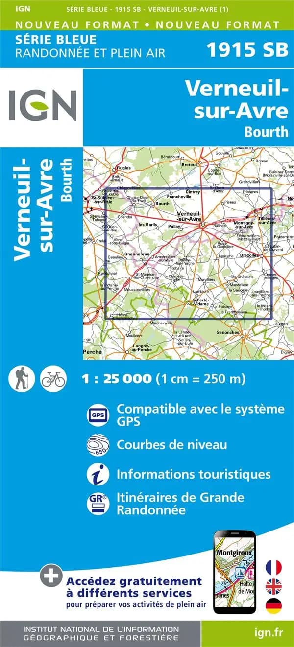 Verneuil-sur-Avre : Bourth (Éd. 1) réalisé et édité par l'Institut national de l'information géographique et forestière ; [avec la collaboration de la Fédération française de la randonnée pédestre]