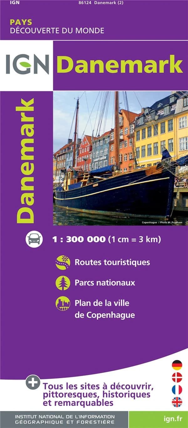 Danemark : carte touristique (Éd. 2) cartographie MairDumont ; diffusée par l'Institut national de l'information géographique et forestière : Denmark