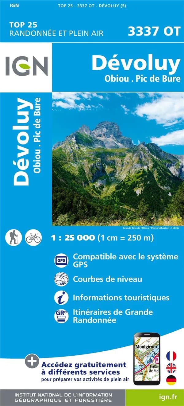 Dévoluy : Obiou - Pic de Bure (Éd. 5) Institut national de l'information géographique et forestière ; [avec la collaboration de la Fédération française de randonnée pédestre]