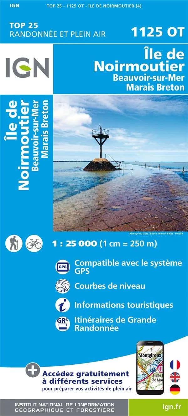 Île de Noirmoutier : Beauvoir-sur-Mer, marais breton (Éd. 4) Institut national de l'information géographique et forestière ; [avec la collaboration de la Fédération française de la randonnée pédestre]