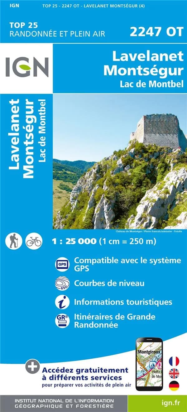 Lavelanet - Montségur : Lac de Montbel (Éd. 4) Institut national de l'information géographique et forestière ; [avec la collaboration de la Fédération française de randonnée pédestre]