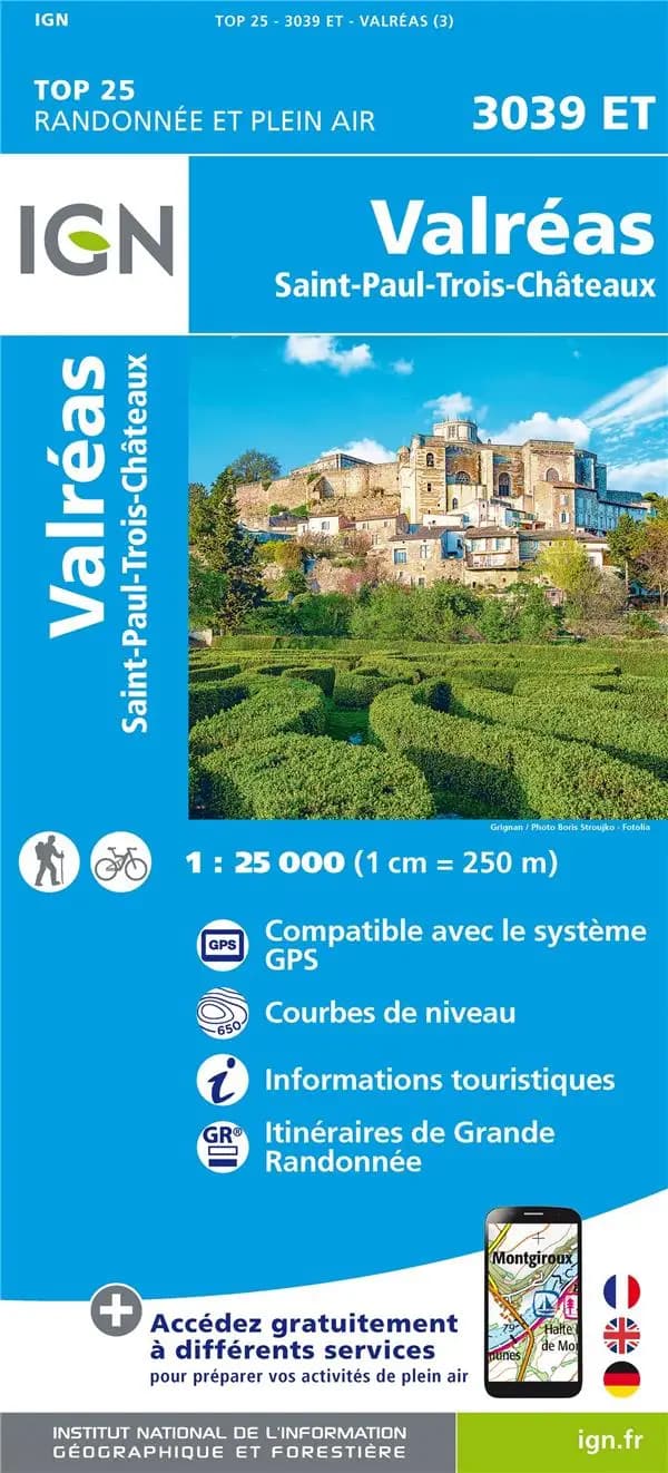 Valréas : Saint-Paul-Trois-Châteaux (Éd. 3) Institut national de l'information géographique et forestière ; [avec le concours du Conseil général de Vaucluse] ; [avec la collaboration de la Fédération française de la randonnée pédestre]
