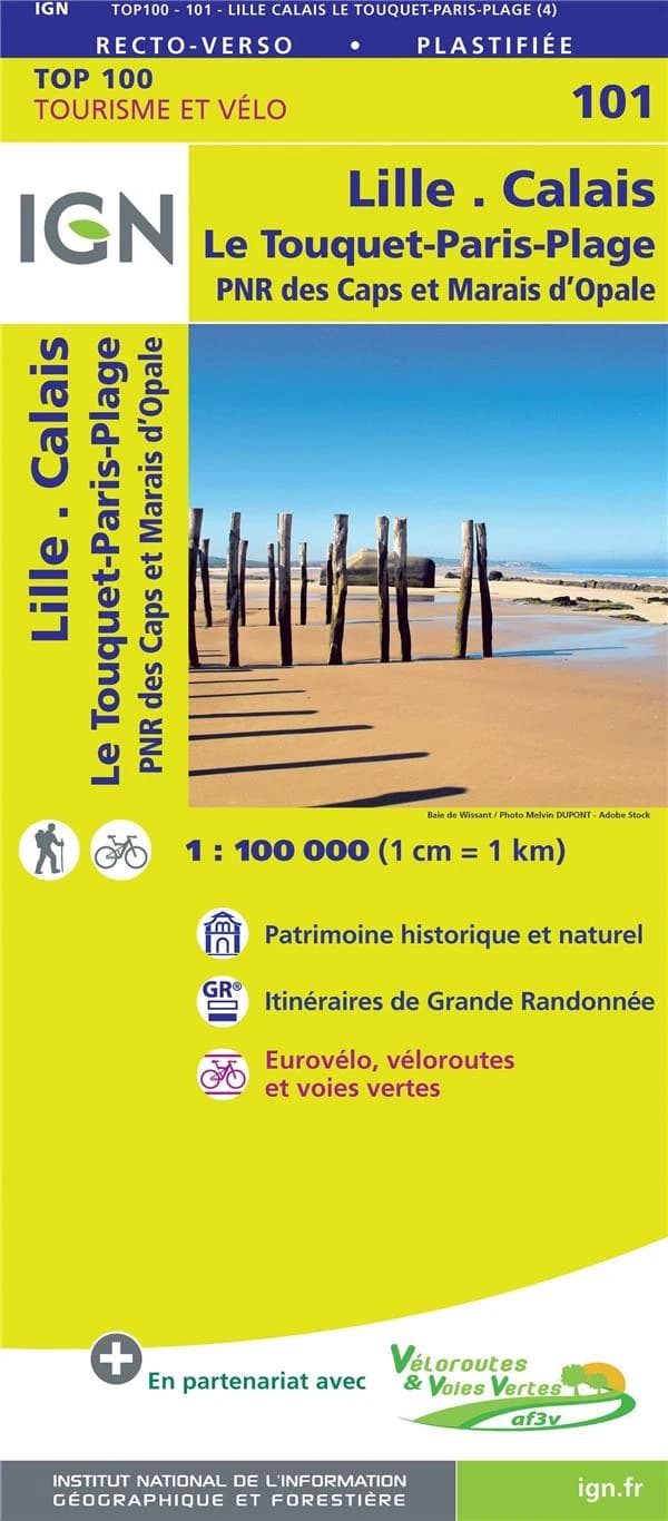 Lille - Calais : Le Touquet-Paris-Plage, PNR des Caps et Marais d'Opale (Éd. 4) Institut national de l'information géographique et forestière
