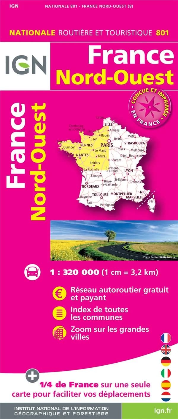 France nord-ouest (éd. 8) réalisé et édité par l'Institut national de l'information géographique et forestière