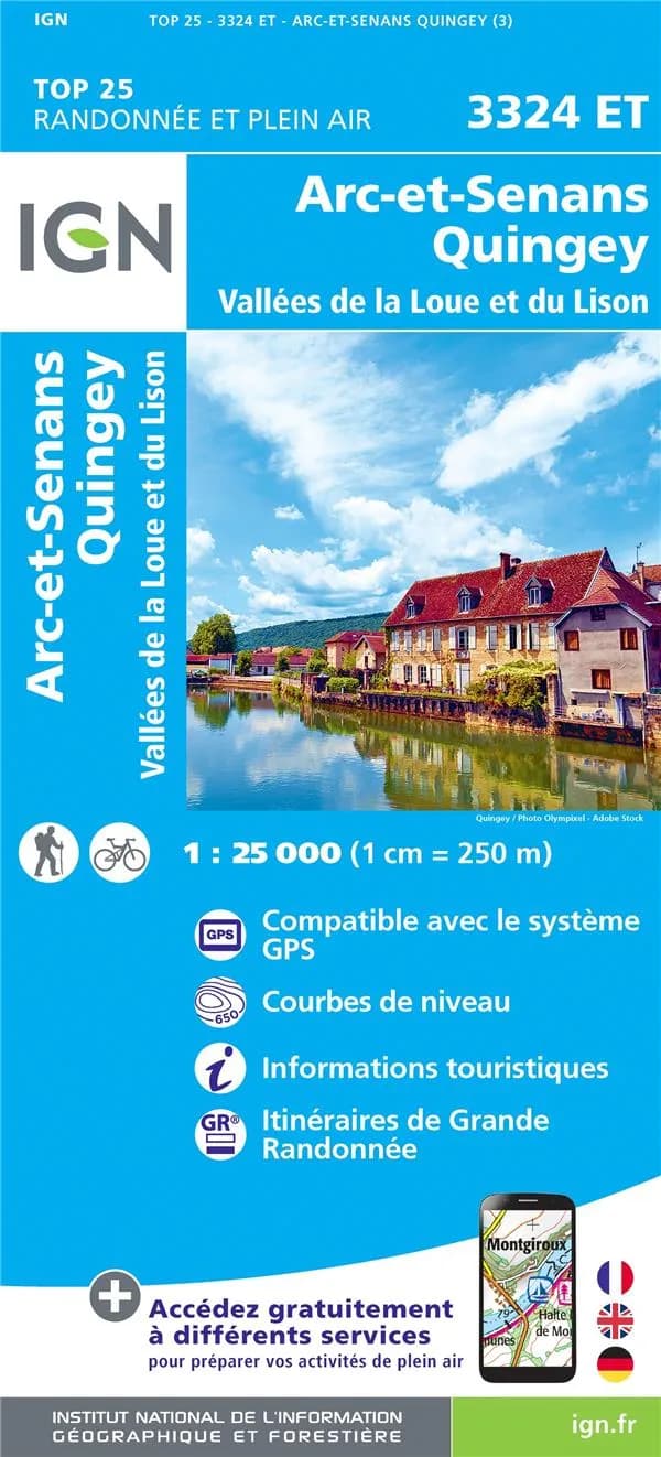 Arc-et-Senans - Quingey : vallées de la Loue et du Lison (Éd. 3) Institut national de l'information géographique et forestière ; [avec la collaboration de la Fédération française de la randonnée pédestre]