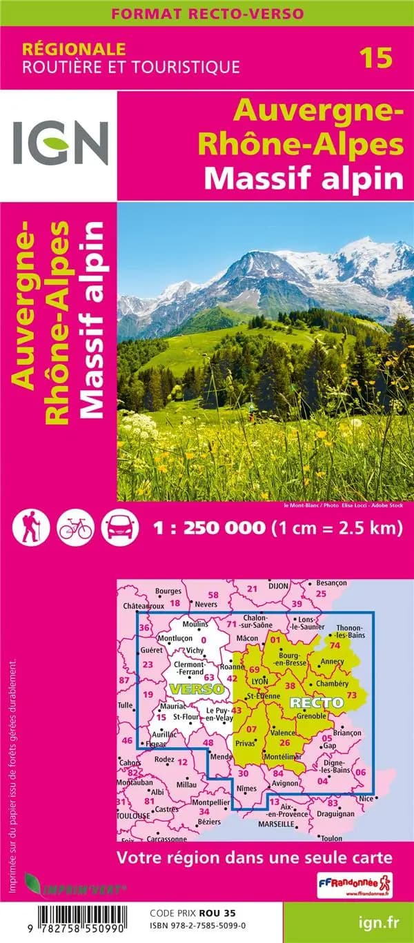 Auvergne-Rhône-Alpes : Massif alpin (Éd. 2) Institut national de l'information géographique et forestière