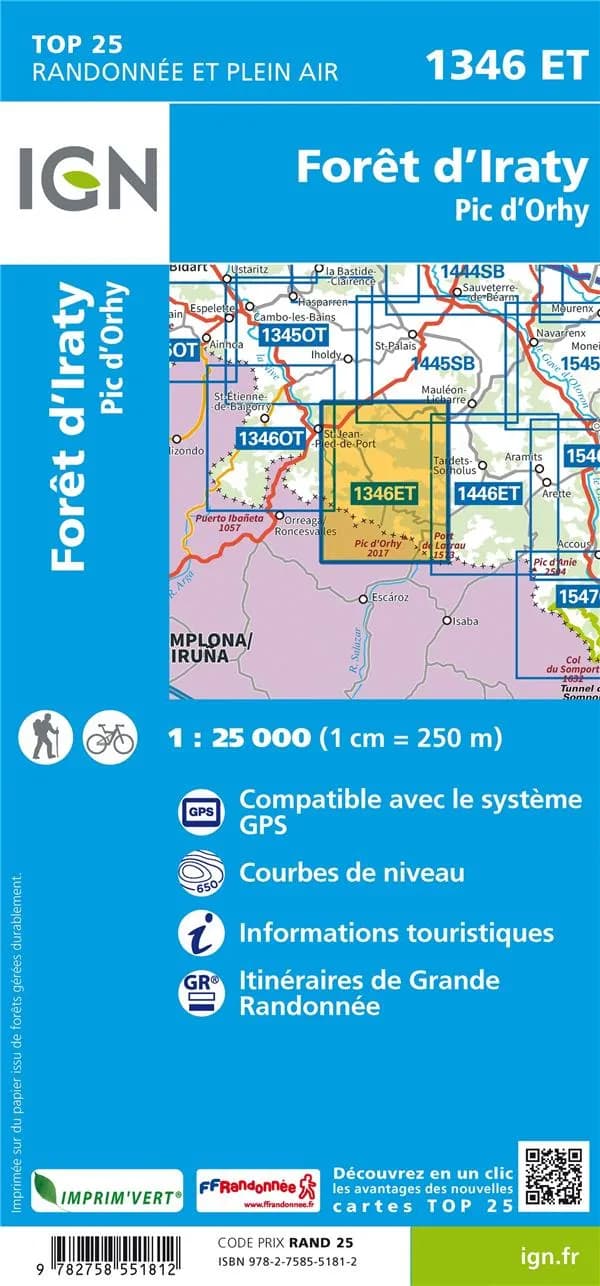 Forêt d'Iraty : Pic d'Orhy (Éd. 5) Institut national de l'information géographique et forestière ; [avec la collaboration de la Fédération française de la randonnée pédestre]